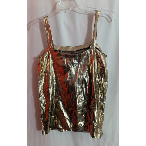 Vtg UMI Collections by Amme Crimmins Metallic Gold Lame Tank Top Size 12 D2 Glam - Picture 4 of 6